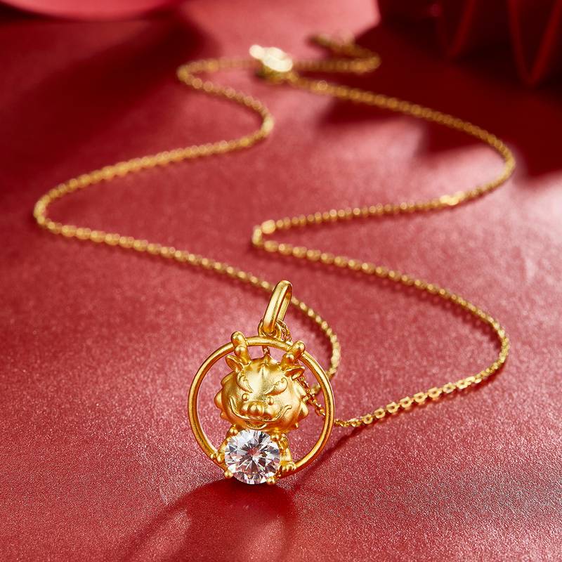 Dragon Moissanite Diamond Necklace from the Chinese Zodiac Series, 1.0 Carat
